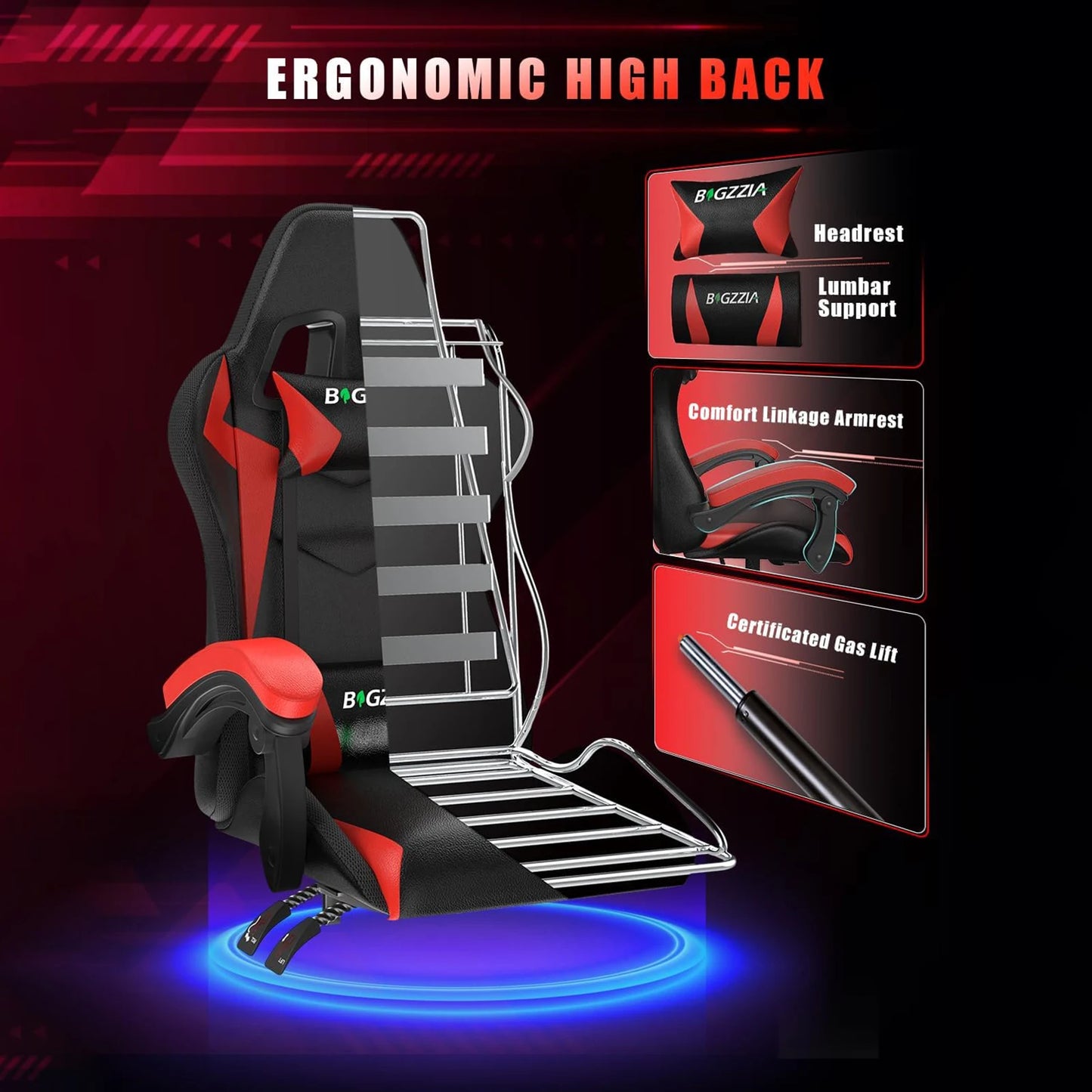 Silla Gamer RGB Ergonomica con Luz LED y Reclinable
