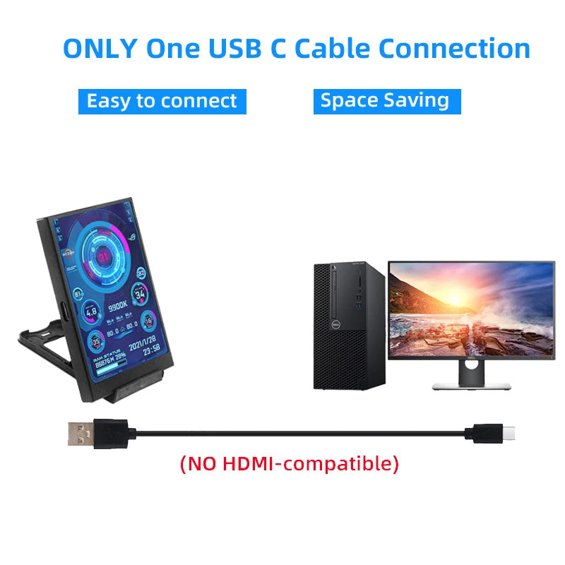 Pantalla Secundaria 3.5'' USB-C IPS