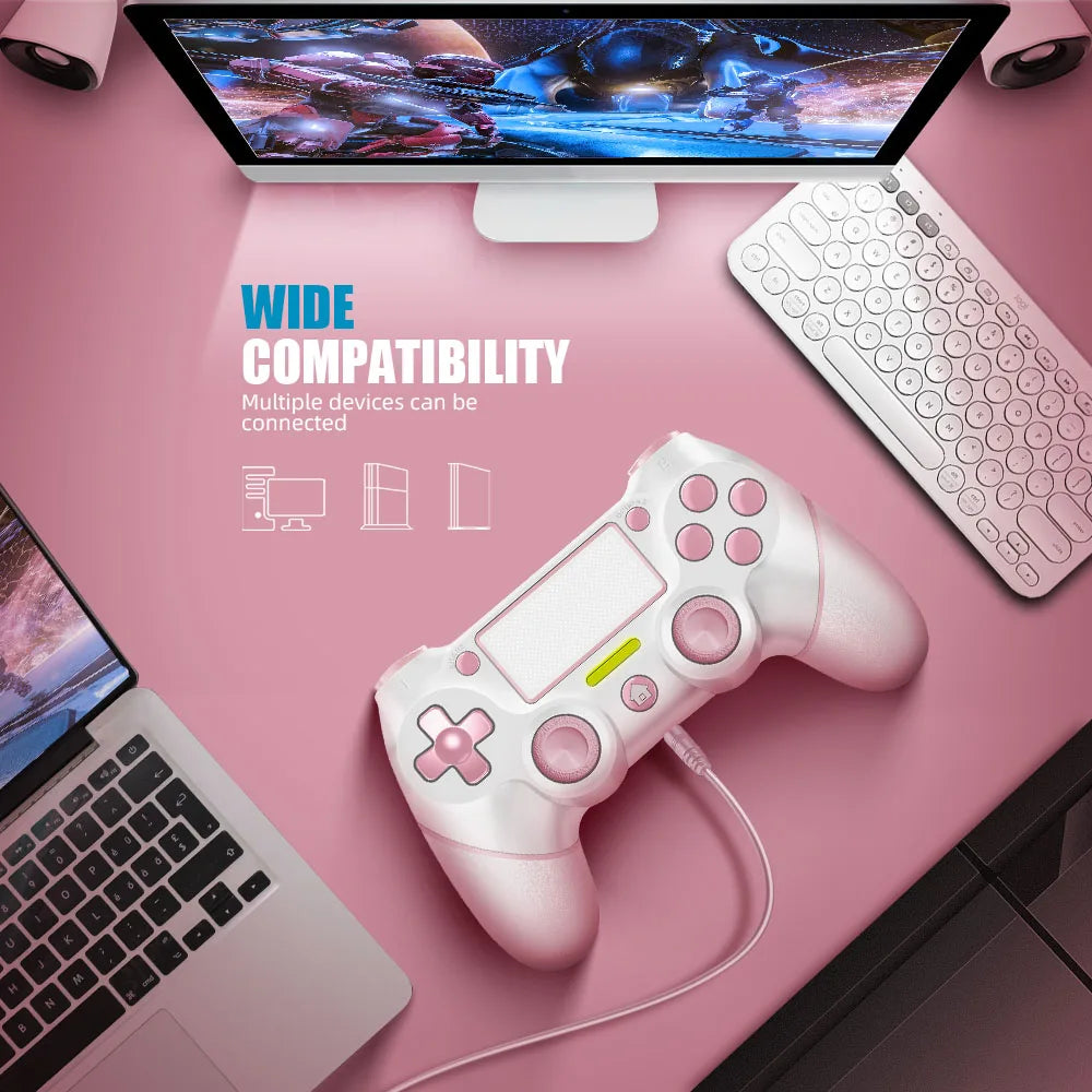Mando Inalámbrico AceGamer Rosa para PS4