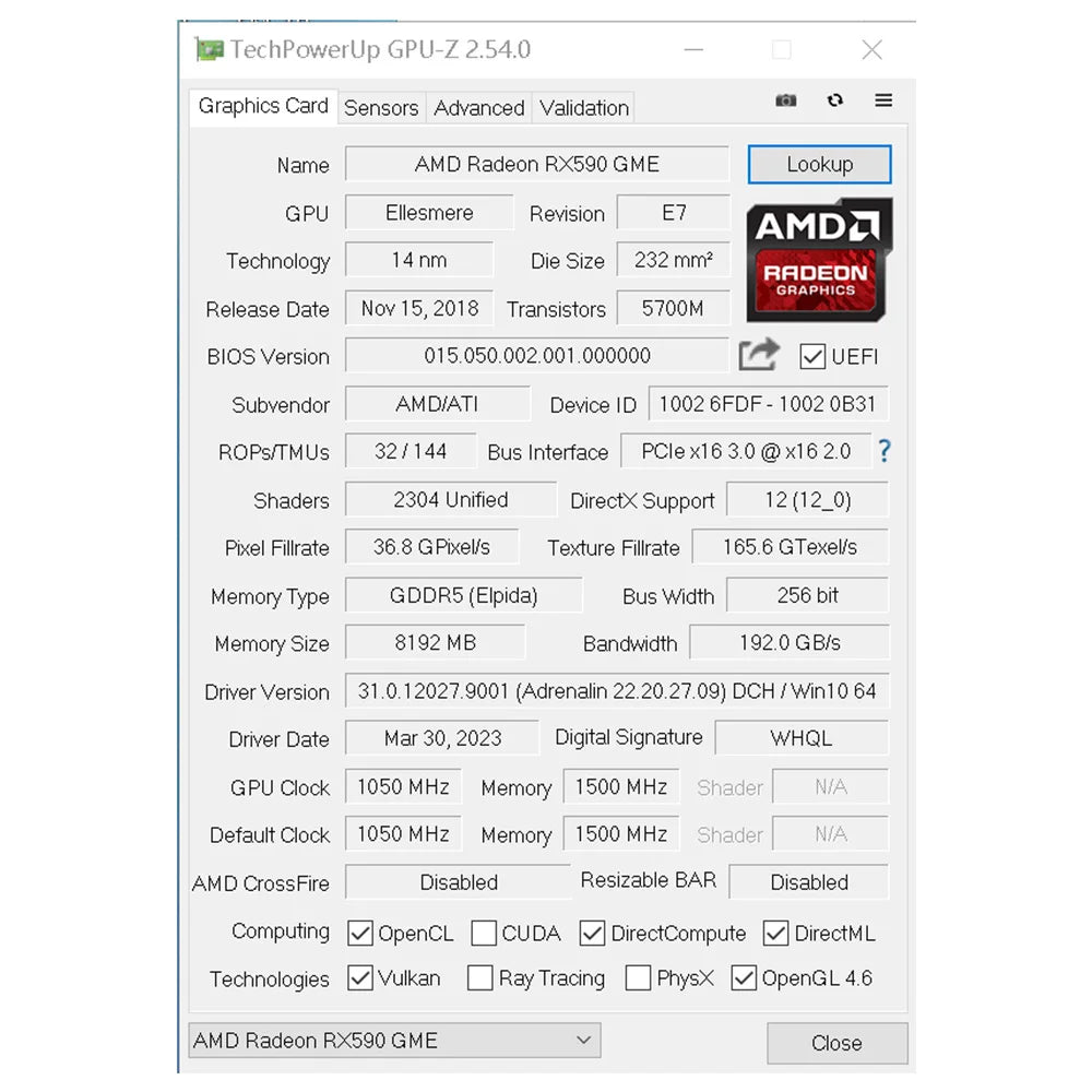 MAXSUN RX 590 Gaming 8GB GDDR5 256Bit