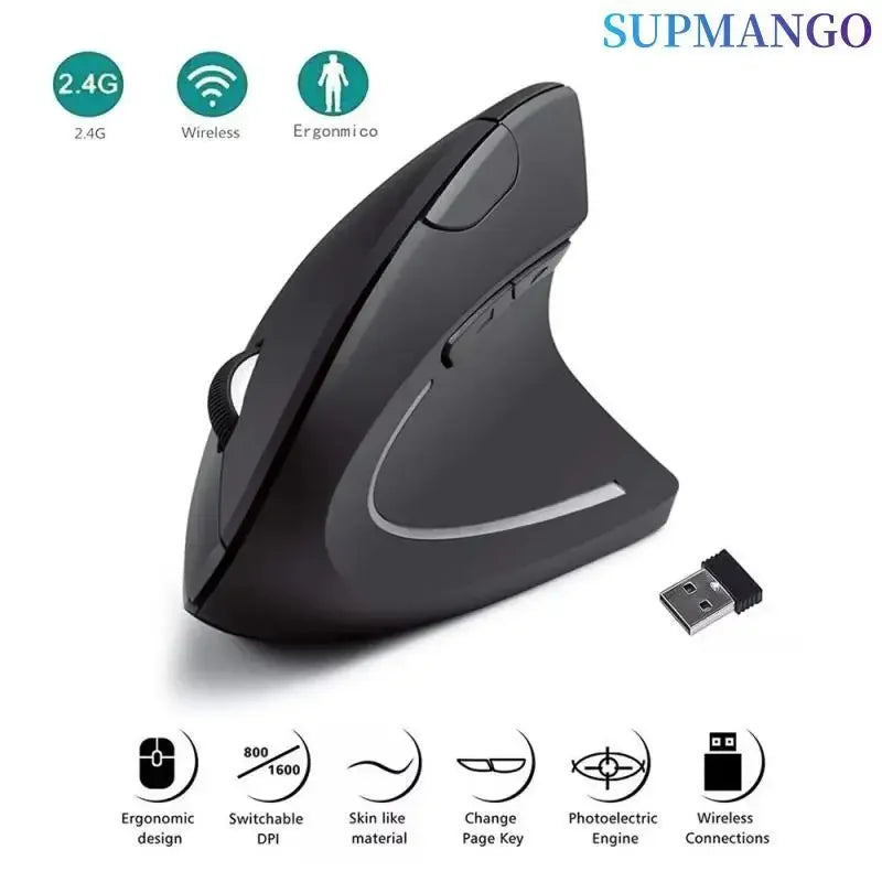 Ratón vertical inalámbrico ergonómico