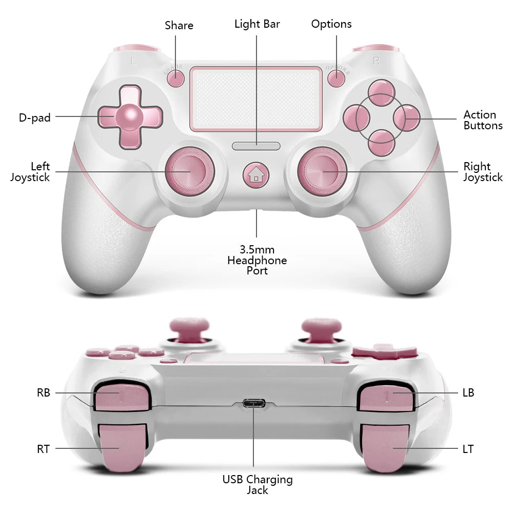 Mando Inalámbrico AceGamer Rosa para PS4