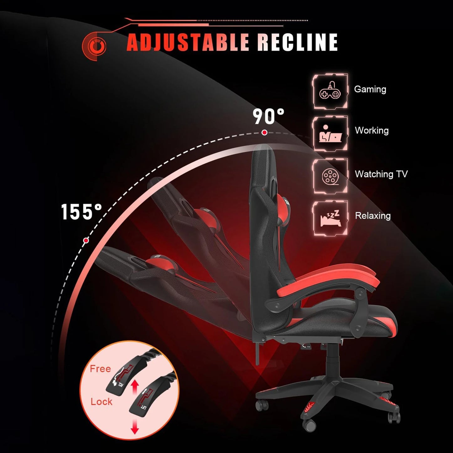 Silla Gamer RGB Ergonomica con Luz LED y Reclinable